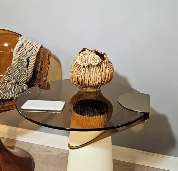 Стол журнальный Vicenza, стекло, металл, экокожа