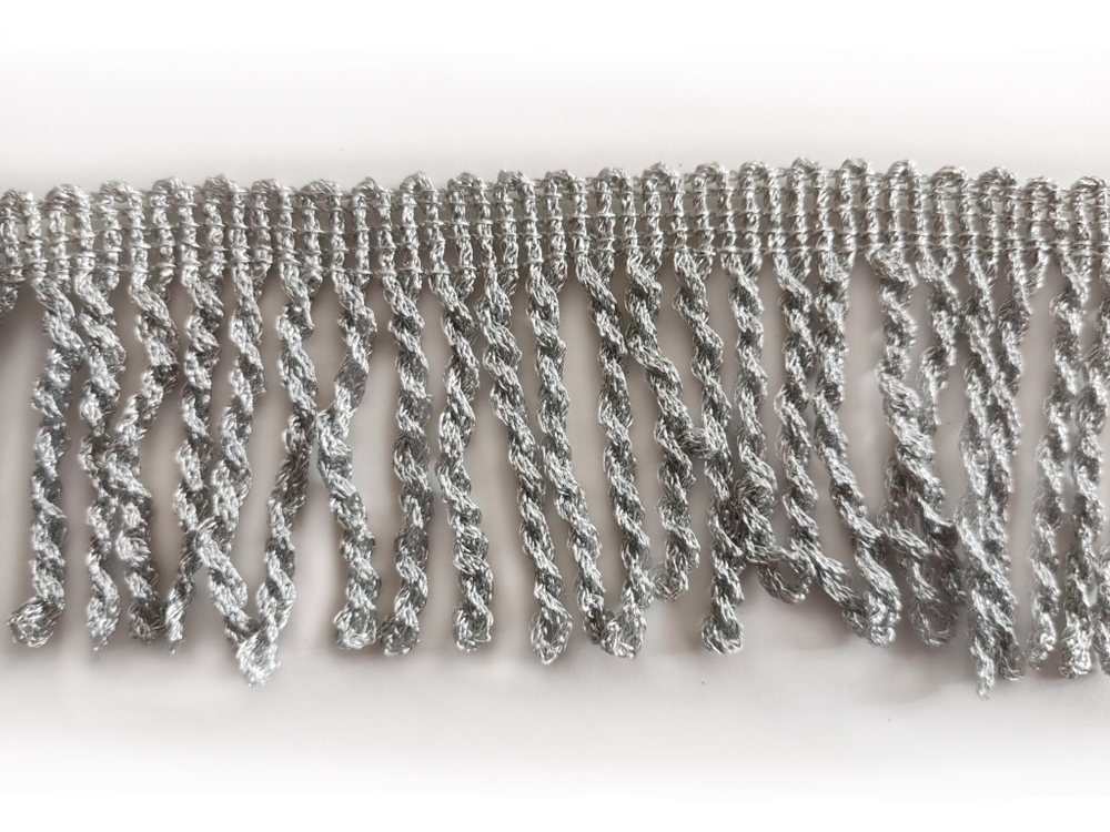 Бахрома  витая металлизированная люрекс 5.5см серебро