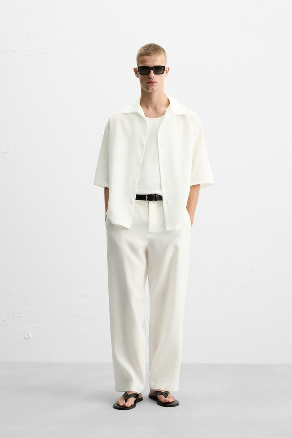 ZARA БРЮКИ ИЗ СМЕСОВОГО ЛИОЦЕЛЛА, БЕЛЫЙ