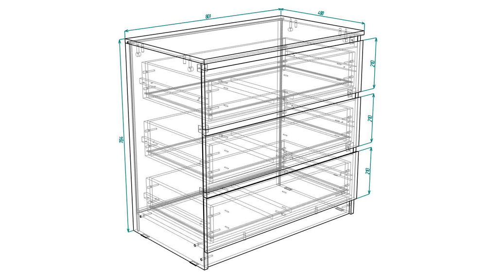 Комод MALM Бук Бавария 0381 PR (3 ящика) 80*48*78 см, Бук Бавария   Фиеста