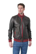 KHIMEONE Мужская кожаная демисезонная куртка (натуральная кожа, овчина)