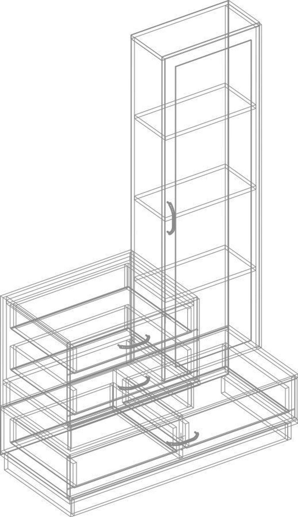 Стол туалетный "Жасмин" (белый лофт/дуб баррик), ЛДСП/МДФ, Велес