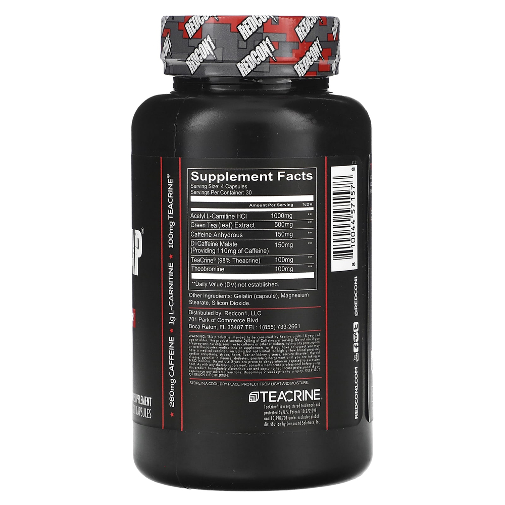 Redcon1, Double Tap, средство для сжигания энергии, 120 капсул