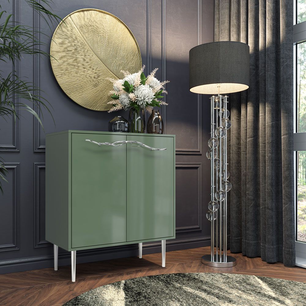 Комод Арт Колор Стайл Сильвер с 2 полками Зеленый нефрит