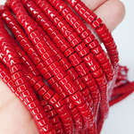 Бусины шайбы, рондель, красный, лэмпворк, стекло, р-р 6мм, цена за набор 10 шт