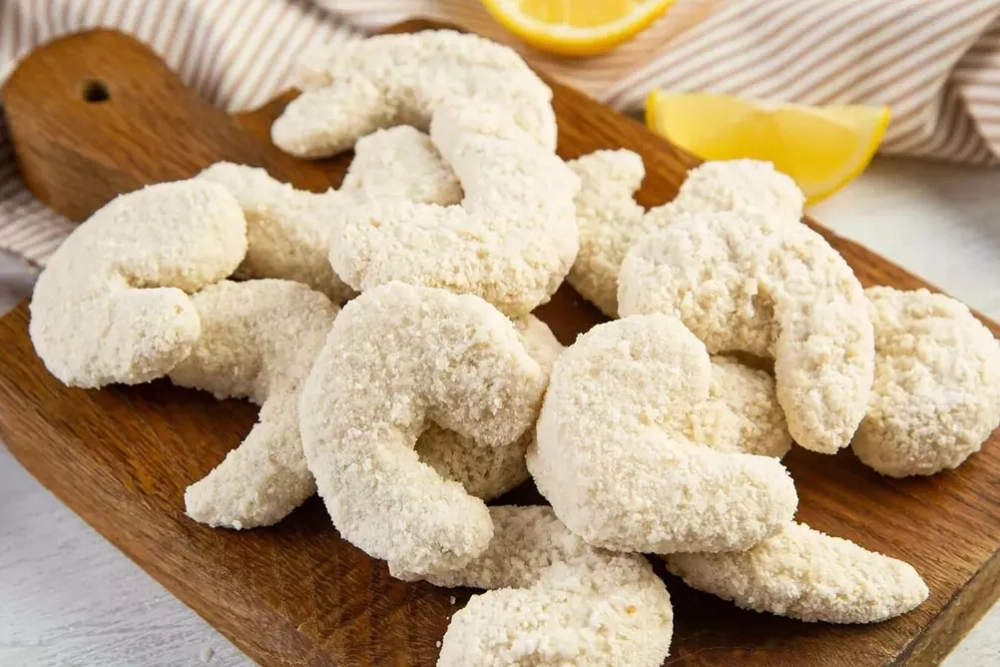 Креветки в панировке маринованные, очищенные, без головы, 1кг | Купить замороженные креветки в кляре