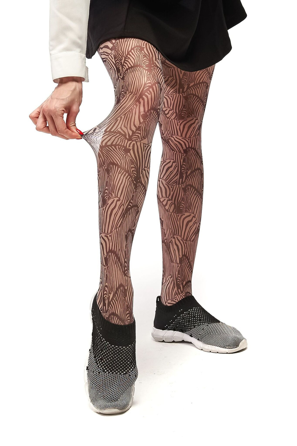 Молодежные колготки с принтом в виде зебр (Размер: S-M-L) (Цвет: бежевый)
