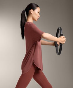 Oysho Футболка из модала с короткими рукавами, линялый махагон