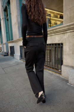 ZARA ПРЯМЫЕ БРЮКИ С РЕМНЕМ, ЧЕРНЫЙ