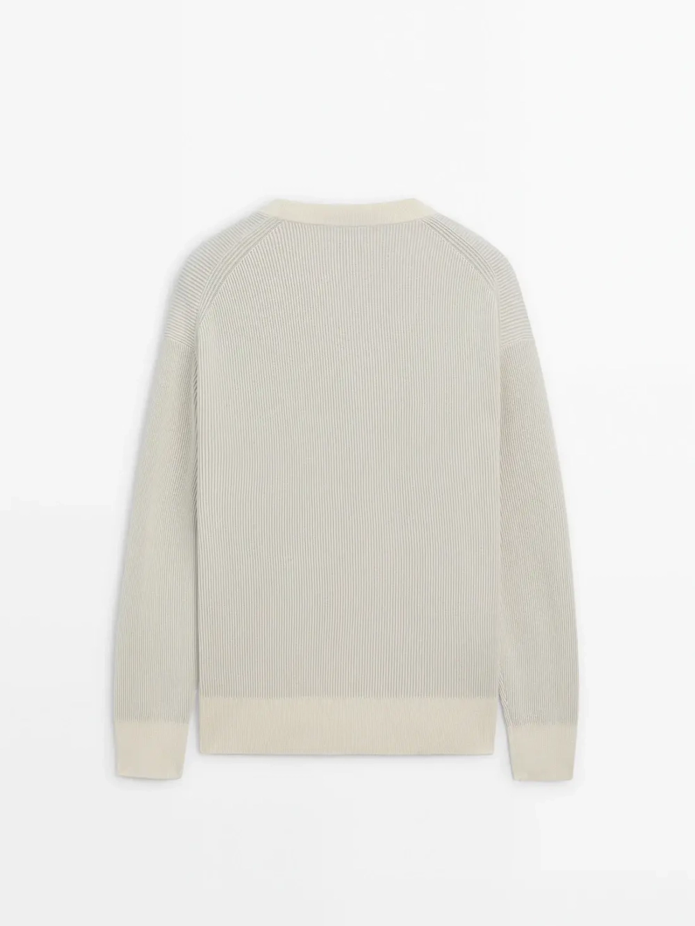 Massimo Dutti Свитер из хлопка букле с круглым вырезом, натуральный, кремовый