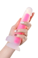 Прозрачно-розовый фаллоимитатор, светящийся в темноте, James Glow - 18 см. (Цвет: розовый)