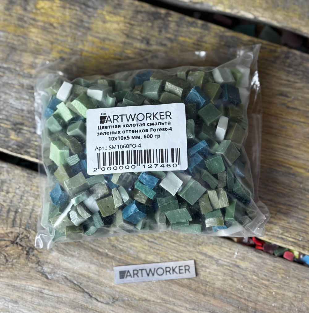 упаковка зеленой колотой смальты