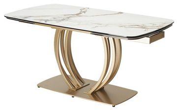 Стол MALTA 160 KL-188 Контрастный мрамор матовый, итальянская керамика/ каркас цвета шампань