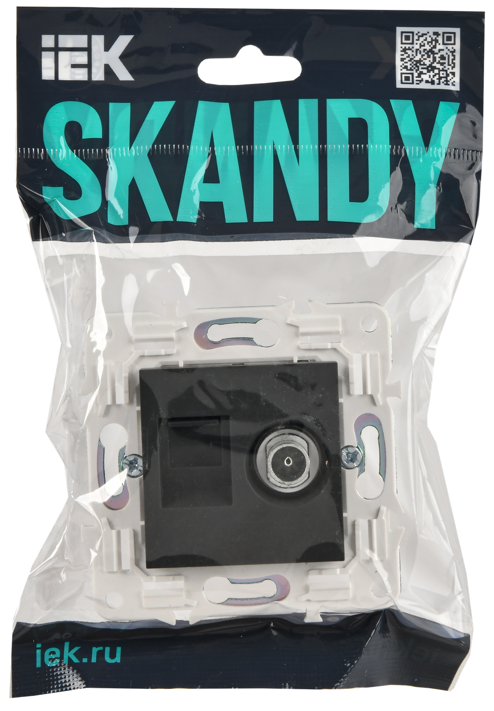 SKANDY Розетка двойная TV+RJ45 кат.5E SK-A14G графит IEK
