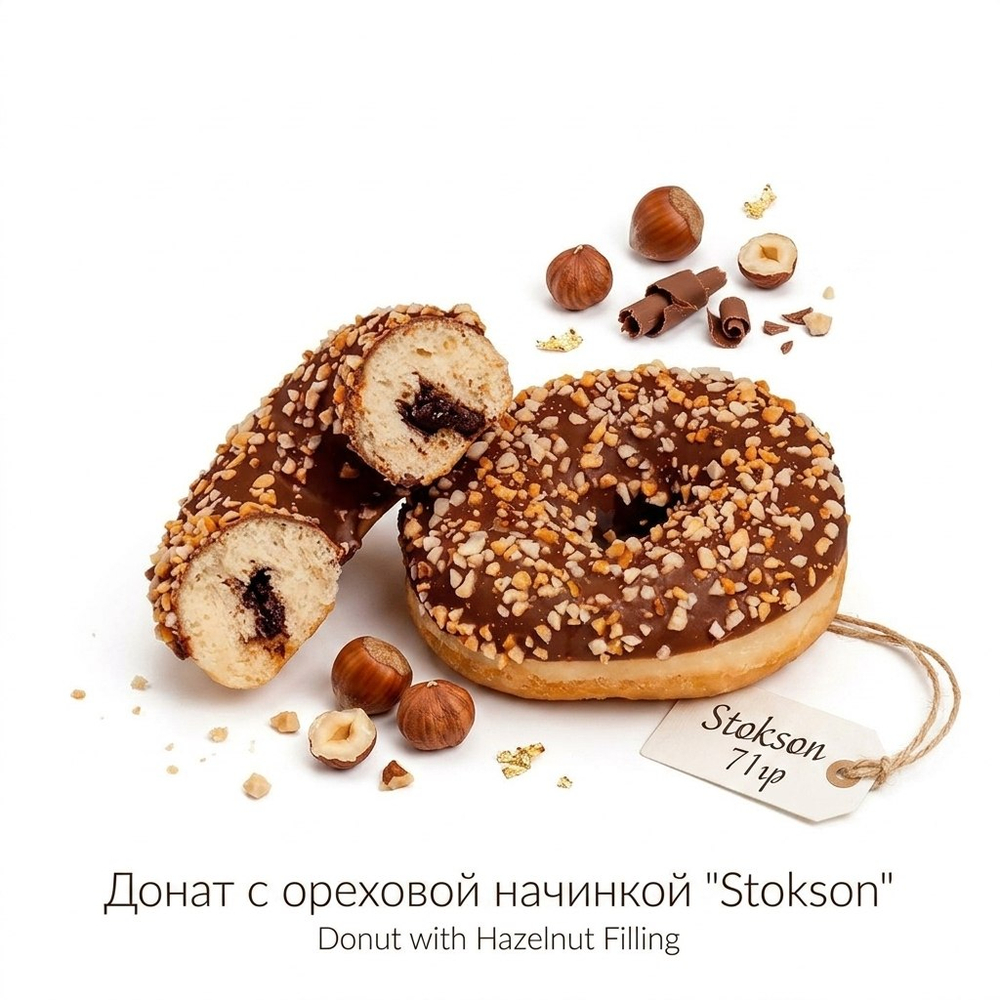 Донат с ореховой начинкой "Stokson" 71 гр - 2 шт/уп.
