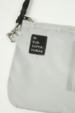 RICK OWENS DRKSHDW СУМКА SMALL ZIP POUCH БЕЛАЯ С ЧЕРНЫМ ШНУРКОМ