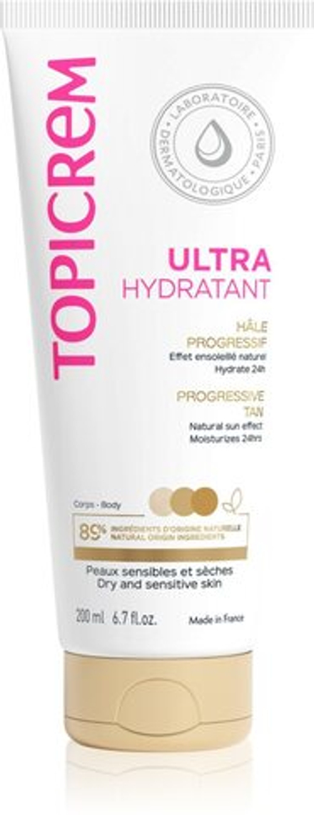 Topicrem UH BODY Ultra-Moisturizing Progressive Tan - увлажняющее молочко-автозагар для сухой и чувствительной кожи /   200  ml  / GTIN 3700281702897