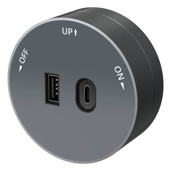 MULTITRACK Розетка 2хUSB (тип А+С) 18 Вт, 5 В/3 А ГРАФИТ