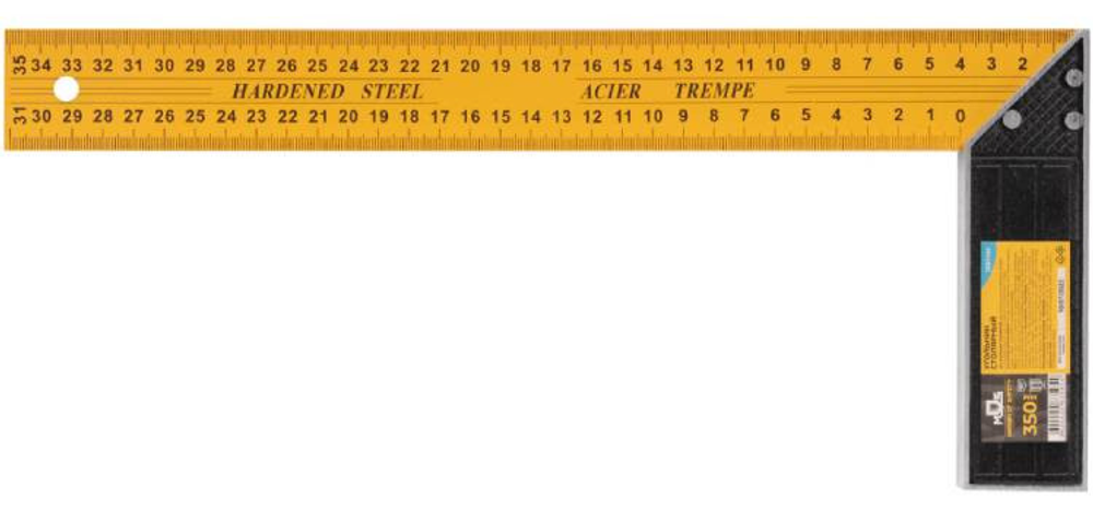 19374м Угольник столярный, двусторонняя шкала 350 мм MOS
