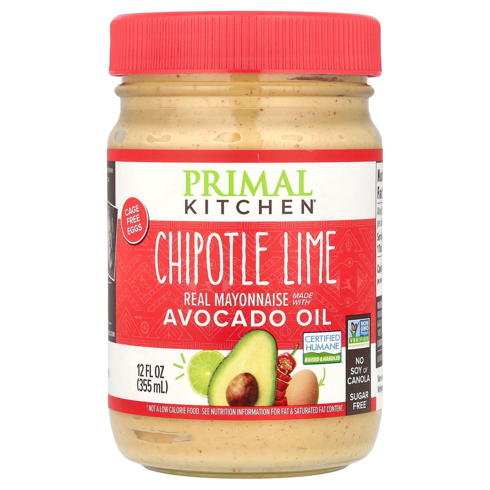 Primal Kitchen, Чипотле и лайм, настоящий майонез с маслом авокадо, 355 мл (12 жидк. Унций)