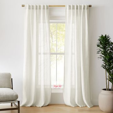 Длинные шторы под лён Селинен (белый)