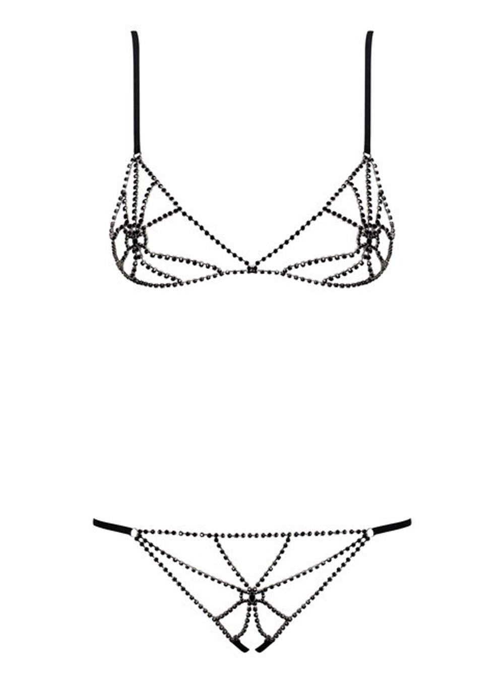 Комплект из черных кристаллов Platinesa SM (42-44) (Цвет: черный с серебряным)