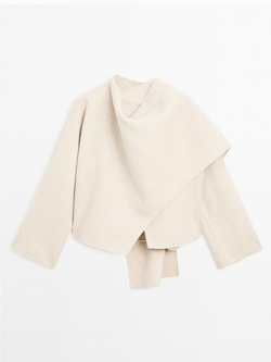 Massimo Dutti Короткое пальто с платком, натуральный