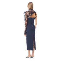 Платье корсетное с рукавом из кружева из тонкой шерсти