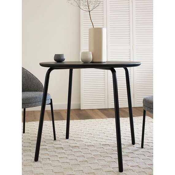 Стол обеденный Round, D90 см, черный шпон ясеня