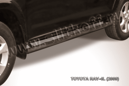Пороги стальные Toyota Rav-4 L (2005-2010) d76 с проступями (черные)