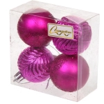 Новогодние шары 5 см (набор 4 шт) «Лесная тайна», фуксия