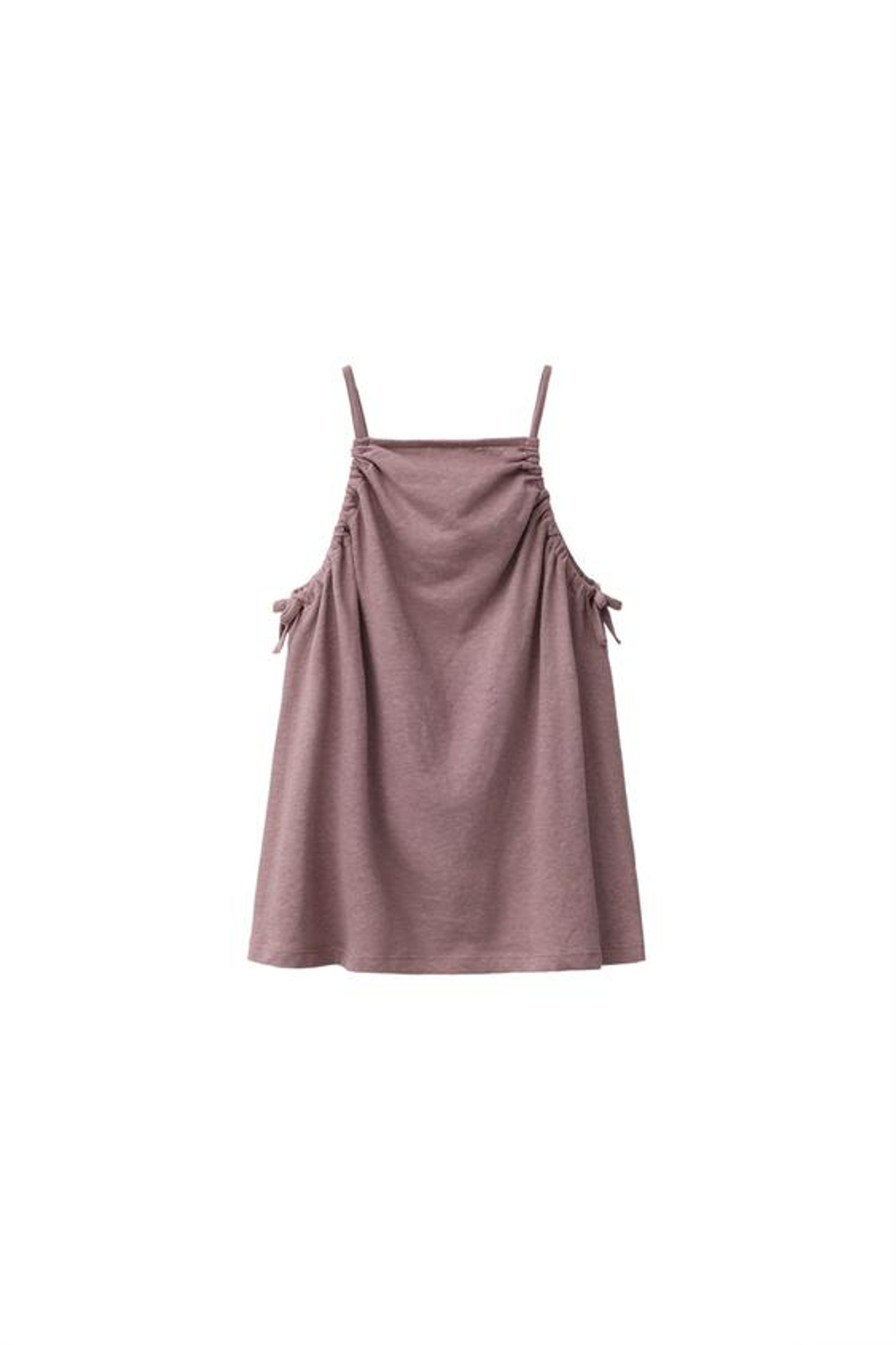 ZARA КОМПЛЕКТ ИЗ ТОПА И ШОРТОВ С ХЛОПКОМ И ЛЬНОМ, СЕРОВАТО-КОРИЧНЕВЫЙ