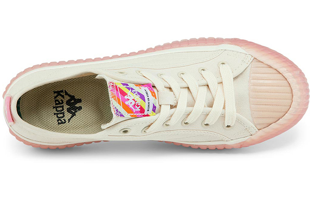 Kappa string label low-cut canvas shoes women's pink and white