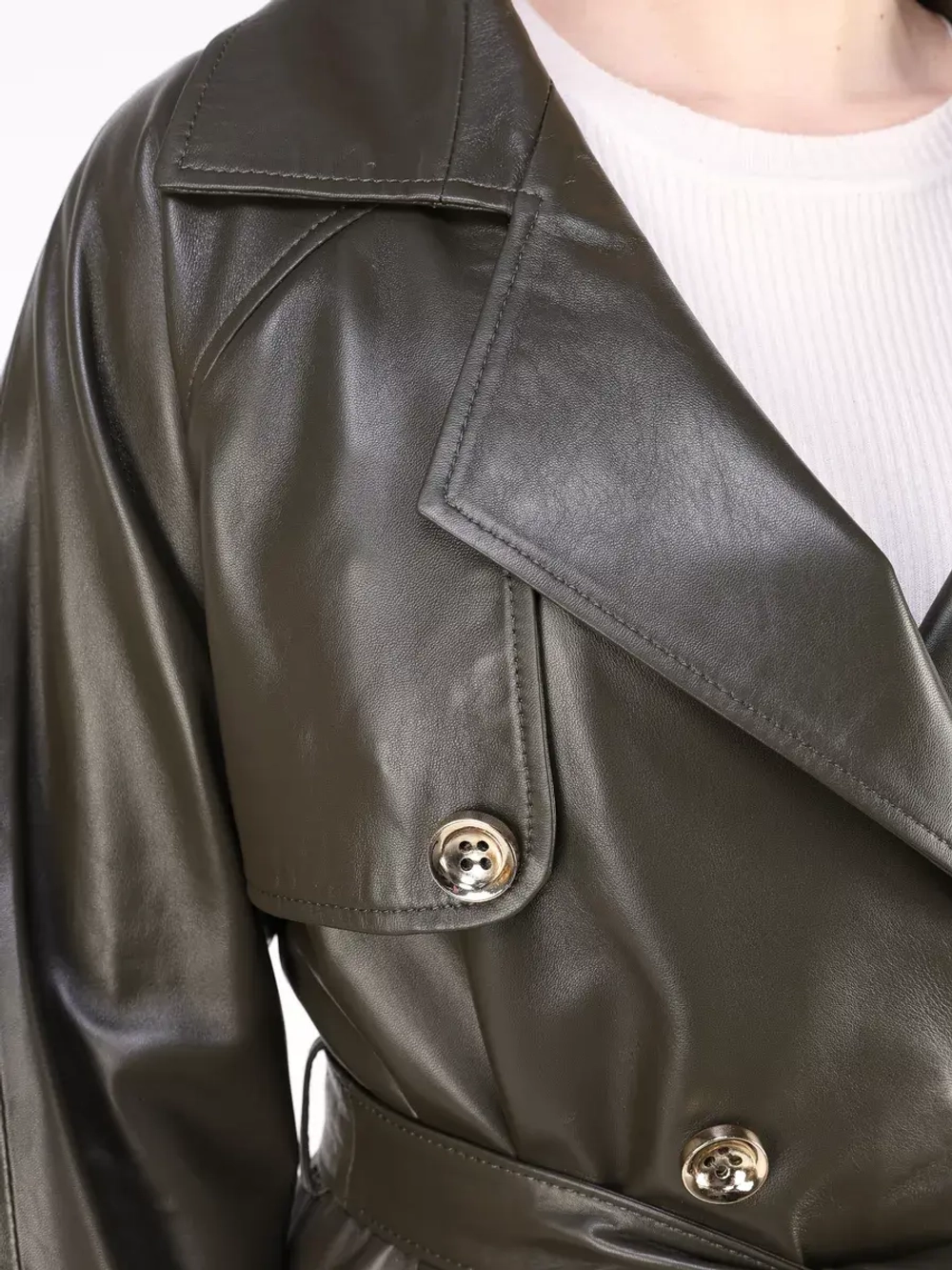 Кожаная куртка осень Турция тренч короткий