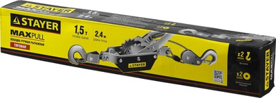 STAYER MAXPull, 1.5 т, 2.4 м, ручная рычажная лебедка (4310-1.5)