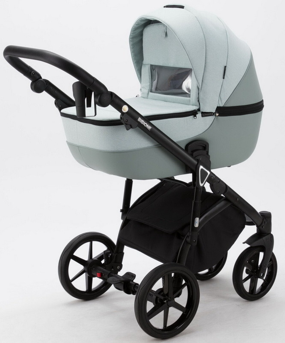 Детская коляска Adamex Bibione 3 в 1 BI-PS25 (СЕРО-ЗЕЛЕН+СЕРО-ЗЕЛЕН.КОЖА)