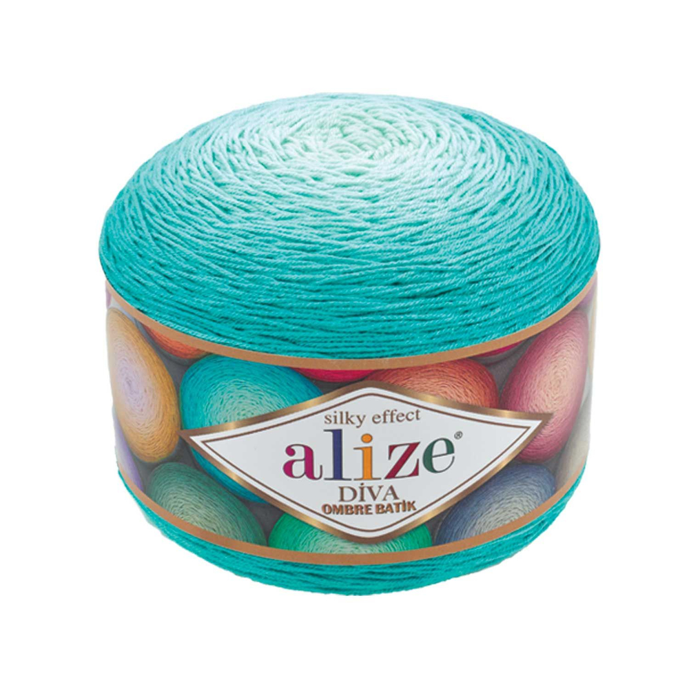 Дива омбре батик (Diva ombre batik) пряжа Alize 100% микрофибра 1х250гр/875м 7370 мята
