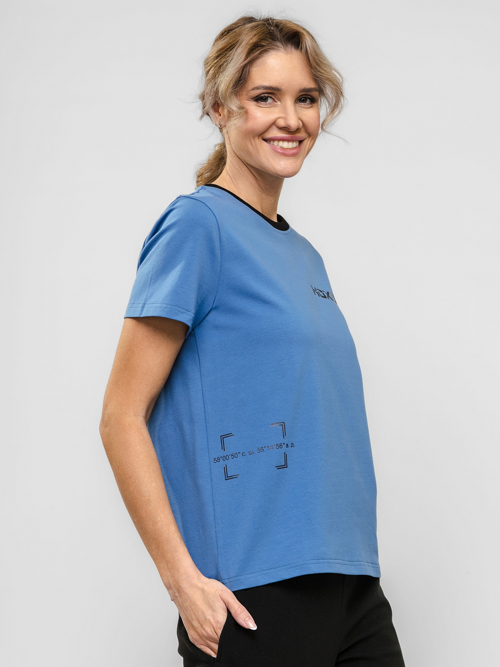 Футболка "НОХО" женская, цвет "Полуночная синева"