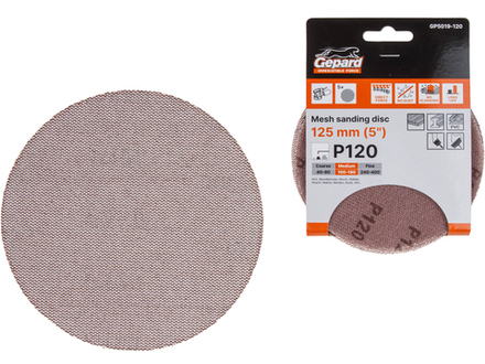 Шлифлист 125мм круг Р120 сетка, самосцепл. 5шт. GEPARD (GP5019-120)