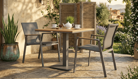 Стол обеденный Ideal Patio МИРРА алюминий, поливуд 80х80 см (1 ножка)