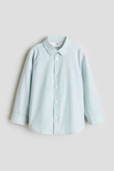H&M Хлопковая рубашка, зеленый/белый