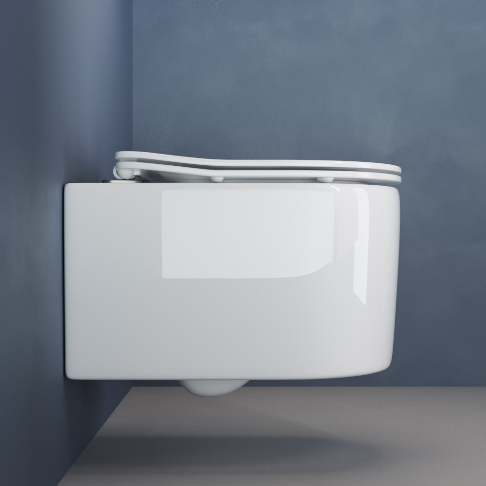 Комплект подвесной безободковый унитаз Ceramica Nova Moments Rimless CN3003 37 x 49 x 34 см с сиденьем Soft Close + инсталляция Geberit Delta 458.163.21.1 с панелью смыва, хром глянцевый