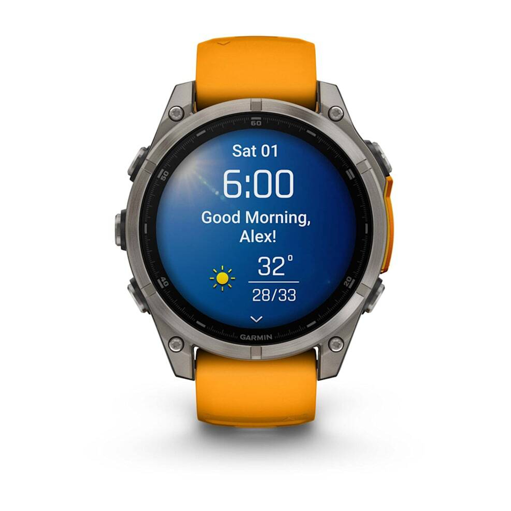 Умные часы Garmin FENIX 8 47 мм Amoled Sapphire Titanium with Spark Orange/Grapphite Silicone Band