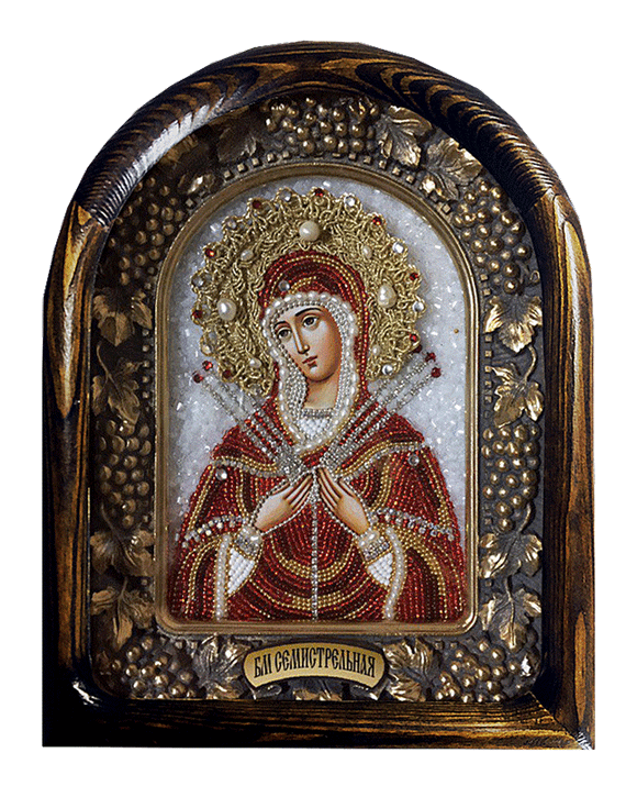 Образ Пресвятой Богородицы Семистрельная, жемчуг, бисер