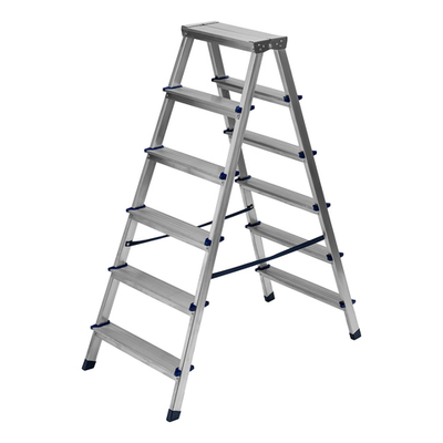 Стремянка двусторонняя 6 ступеней, алюминиевая, Сибртех