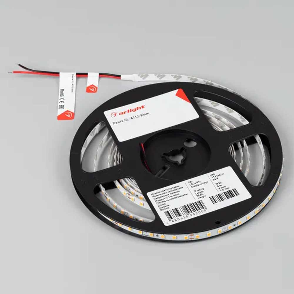 Светодиодная лента UL-A112-8mm 24V Warm2700 (7 W/m, IP20, 5m) (Arlight, 7 лет) 052764