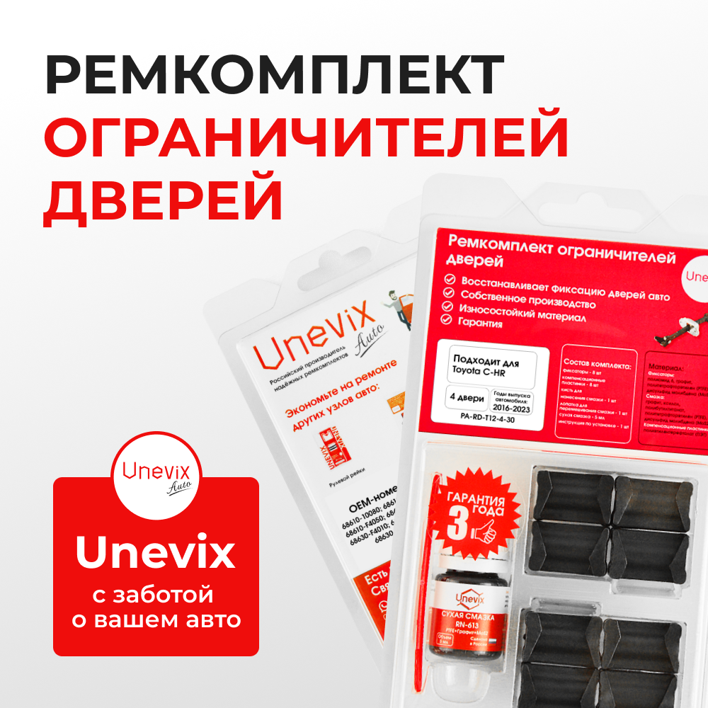Ремкомплект ограничителей дверей Toyota C-HR X10; X50 (4 двери, тип 12) 2016-2023