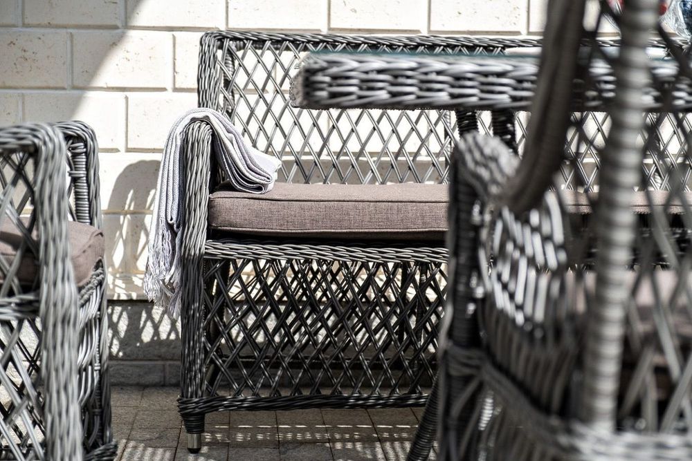 "Катания" обеденная группа плетеная на 6 персон, цвет графит