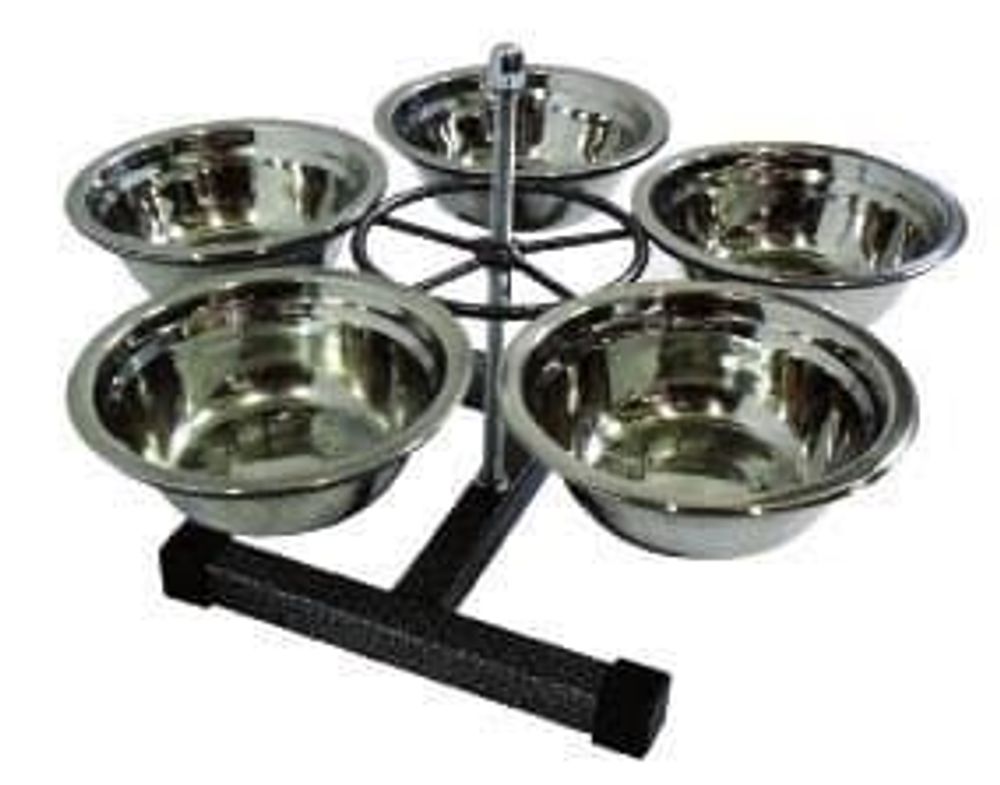 Кормушка-винтовая.(5-ти мест.) Регулир..5 мет миски Д14см,выс до 20 см