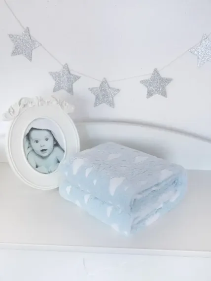 Плед плюшевый Baby Nice MICRO FLANNEL Облака 100х140 см голубой